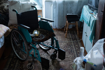 wheelchair in a very old house