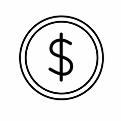 Coin money flat icon vector illustration. Coin as currency symbol. Coin thin line icon with dollar sign. American currency.