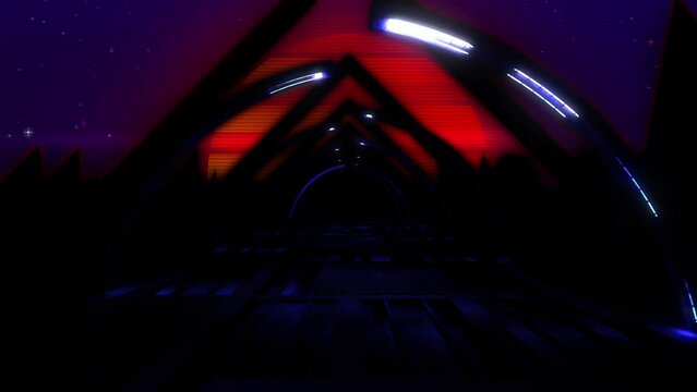 sci fi tunnel 3d rendering loop animation