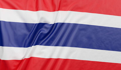 Thailand flag blowing in the wind. Thai flag full page
