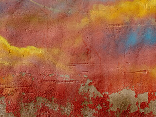 Yellow orange red wall abstract  background - stock photo