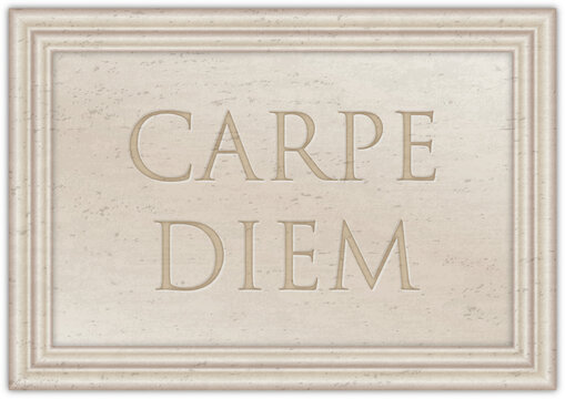 Marble plaque with ancient Latin proverb "CARPE DIEM", illustration