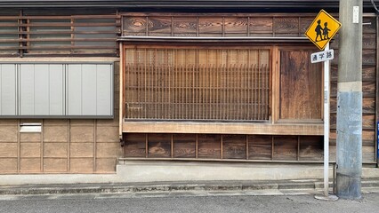 Traditional style Japanese home window wood detail, beautiful carpentry, photo taken year 2022 June 22nd