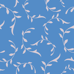 Seamless vector pattern with white abstract branches on a blue background
