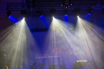 Stage lights. Soffits. Concert light - obrazy, fototapety, plakaty