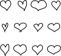 Hand drawn heart icons for your design. Love vector symbol. Romance sign for design and decoration.