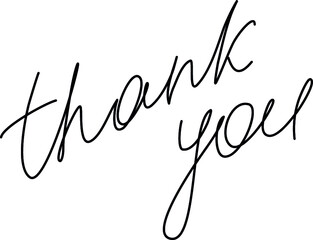Thank you hand written text. Calligraphy vector illustration. Simple lettering for your design.