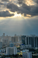 sunset over the city