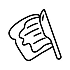 Bread with butter icon. French-toast icon in outline.