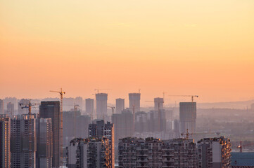 sunset over the city