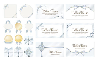 高級感のあるシルバーのリボンフレームセット