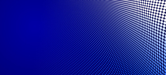 Dotted vector abstract background, dark blue dots in perspective flow, multimedia information theme, big data technology image, cool backdrop. - obrazy, fototapety, plakaty