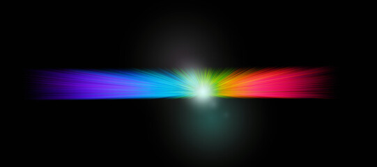 Shining or Spectrum of rainbow colored rays, with glare. Light composition background. Dividing into elements concept.