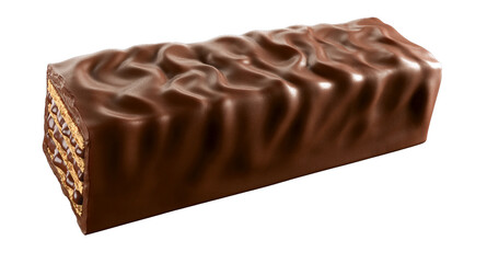 Chocolate coated crispy wafer bar. Isolated on background. 3d illustration