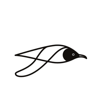 Symbole d'une mouette, oiseau marin, illustration de mouette, lac, rivi&egrave;re, mouette rieuse, oiseau, embl&egrave;me, image de marque, tampon, sticker, autocollant, couleur modifiables