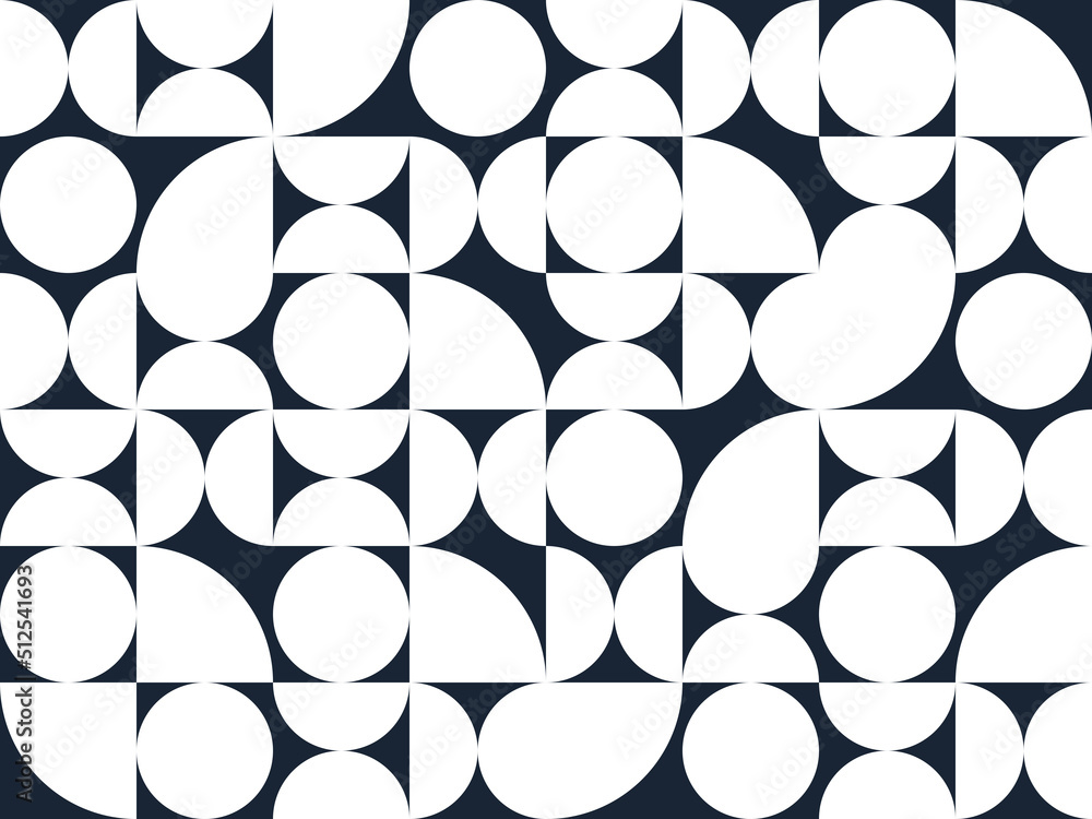 Poster abstract vector geometric seamless pattern, black and white simple geometric elements repeat tiles, 