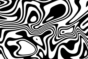 Abstract curved black and white optical illusion lines.Vector abstract cover background.