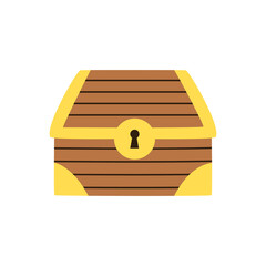 Vector illustration of hand drawn treasure chest on white background.