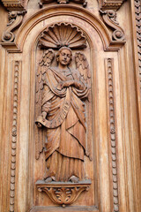 Obraz premium Virgin of Mercy catholic church, Riobamba, Ecuador. Relief : Angel