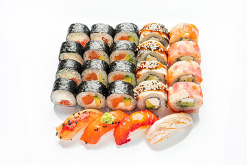 sushi set on the white