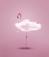 Foto op Canvas Pink flamingo with body made of cloud - concept image © Sergey Novikov