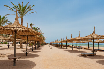 Beautiful tropical beach early morning. Summer landscape.Egyptia