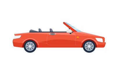Red cabriolet car. Flat vector illustration of a vehicle isolated on white background