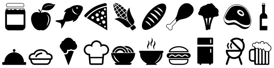 Food icon vector set. Food icon. restaurant illustration symbol collection.