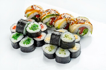 sushi set on the white