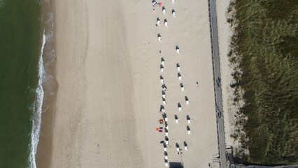 Fototapeta na wymiar Beach side aerial perspective at Westerland, Sylt, Germany