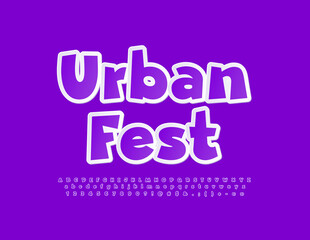 Fototapeta premium Vector creative Emblem Urban Fest. Trendy bright Font. Modern Alphabet Letters and Numbers