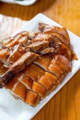 A delicious and tempting Cantonese-style roasted braised, deep well roasted goose