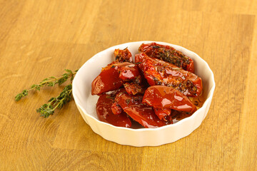 Sun-dried natural Italian tomato in the bowl