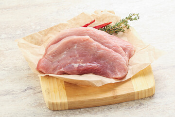 Raw pork schnitzel for roast