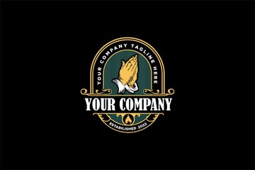 Hand holy praying hipster vintage logo