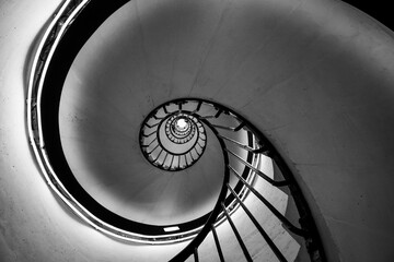 Spiral staircases in black and white enhancing textures