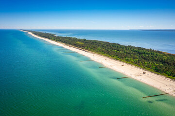 Aerial landscape of the beach in Wladyslawowo by the Baltic Sea at summer. Poland.