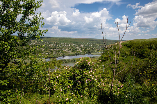 Dniestr river and Transnistria seen from Tsipova, Moldova