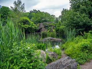 Gapstow Bridge in Central Park early summer