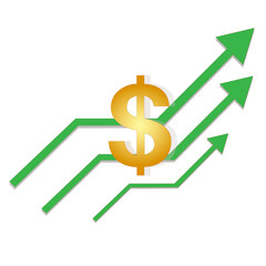Dollar sign with lines, dollar rate growth concept. Vector illustration