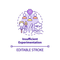 Insufficient experimentation concept icon. Adaptability enemy in HR abstract idea thin line illustration. Isolated outline drawing. Editable stroke. Arial, Myriad Pro-Bold fonts used