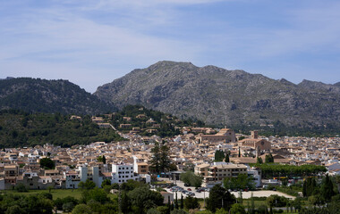 Panoramic view of the town of Pollença. Place of enormous beauty and streets full of history. Majorca Spain