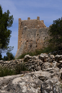 Details of the old Puig de Mar&iacute;a Castle. Mallorca Spain