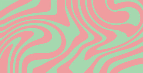 Wavy Swirl Groovy Pattern. Seventies Style, Hippie Background, Psychedelic wave Wallpaper. Hand Drawn flat Vector Illustration