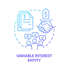 Variable interest entity blue gradient concept icon. Business consolidation and merger strategy abstract idea thin line illustration. Isolated outline drawing. Myriad Pro-Bold fonts used - obrazy, fototapety, plakaty