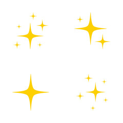 Set of stars sparkles, flat design
