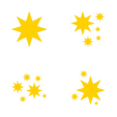 Set of stars sparkles, flat design