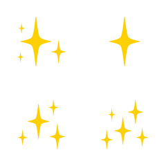 Set of stars sparkles, flat design