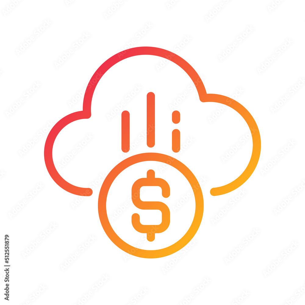 Poster cloud payment pixel perfect gradient linear vector icon. e-payment adoption. financial transactions 