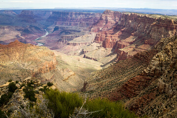 Grand Canyon, Arizona USA - 09 28 2016: The thrill of a journey into the Grand Canyon, an immense gorge created by the Colorado River in northern Arizona.